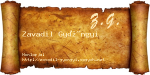 Zavadil Gyöngyi névjegykártya